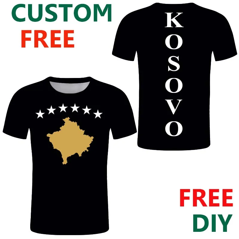 

Kosovo Free Custom Male T Shirt Serbia Custom Emblem Albania T Shirt Black Young Man Casual Tee Solid Color Jersey