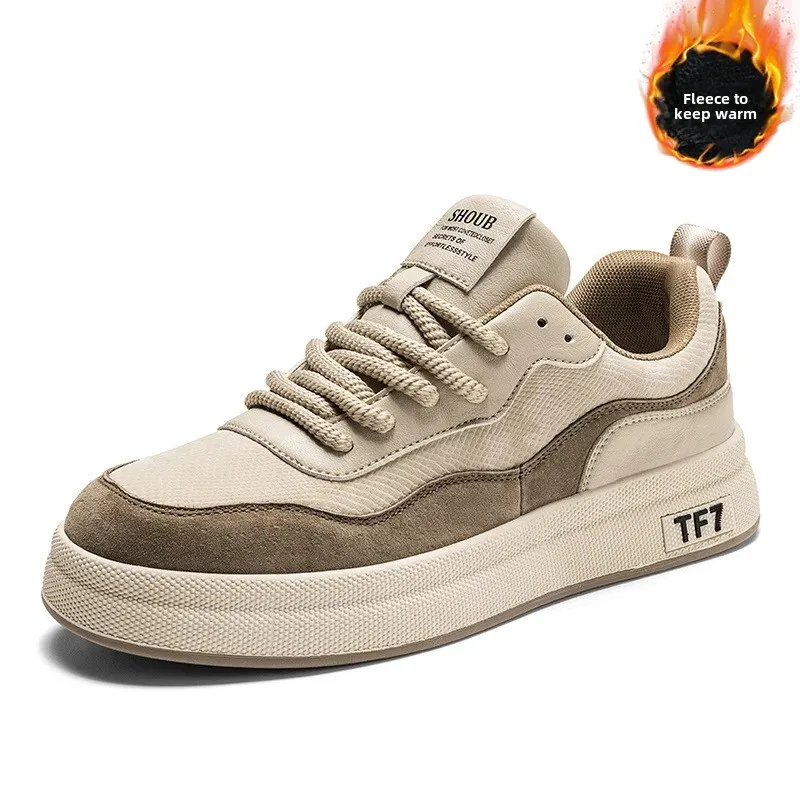 Мужская зимняя утолщенная теплая хлопковая повседневная обувь на флисовой