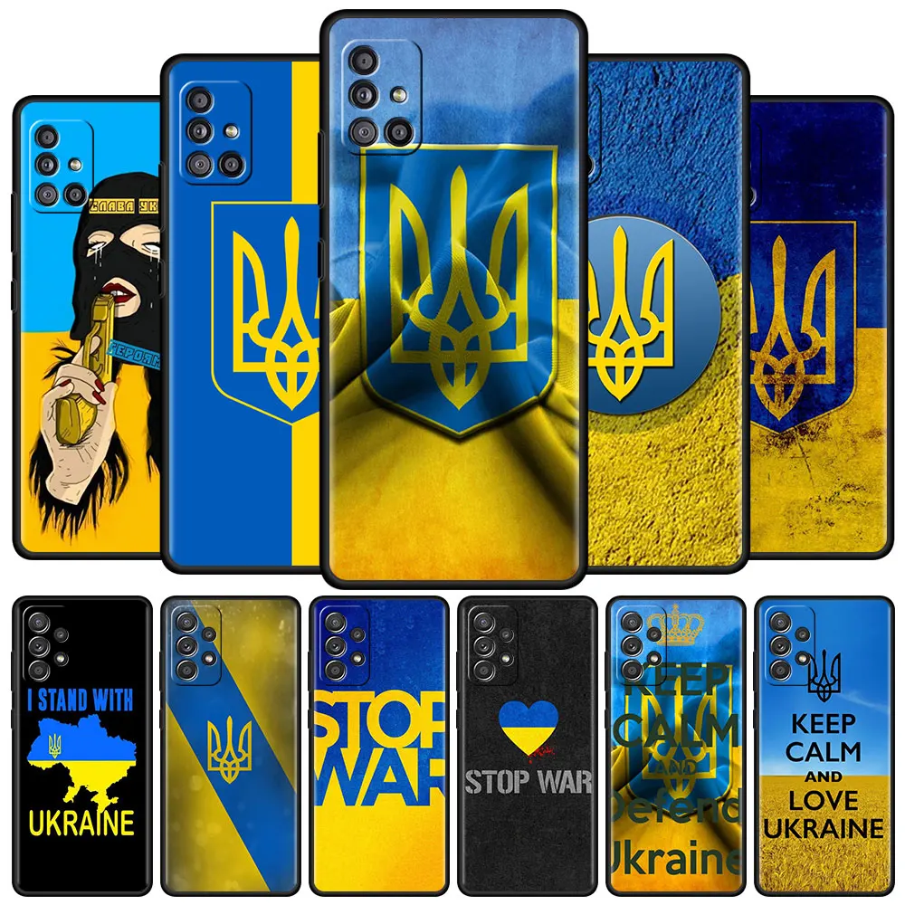 

Black Celular Case For Samsung Galaxy A51 A52 A71 A21s A12 A72 A50 A31 SmartPhone Estuche Funda A22 A02s Sac Ukraine Of Flag