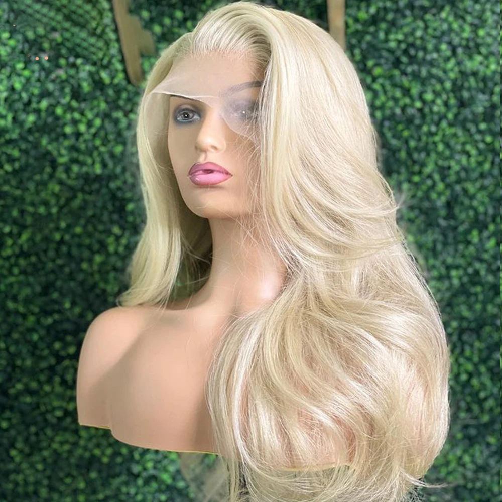 

28”Long Free Part Blonde 613 Body Wave European Human Hair Jewish 13x4 Lace Front Wig For Women Soft Glueless Baby Hair Daily
