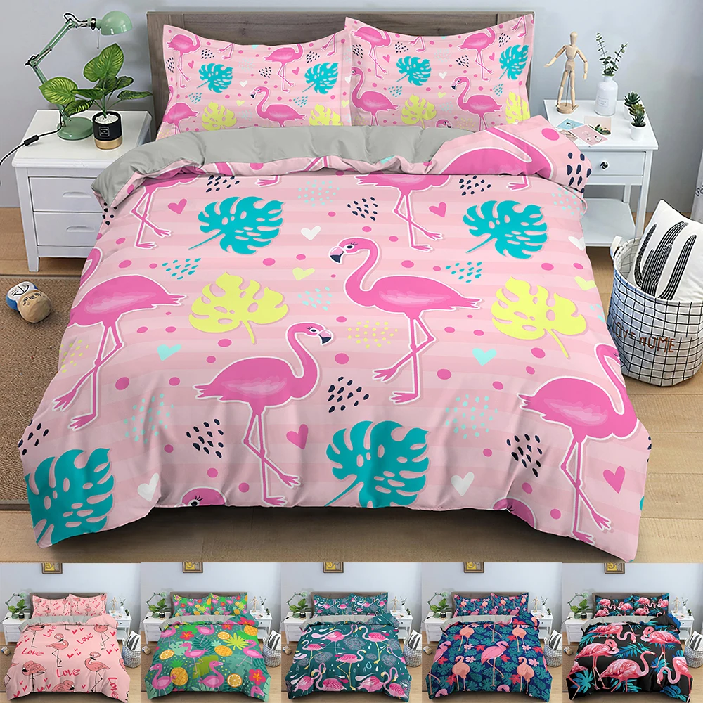 

Flamingo Bedding Set For Bedroom Duvet Cover Animals Comforter Covers Single Twin King ​Size Quilt Cover With Pillowcase 2/3PCS