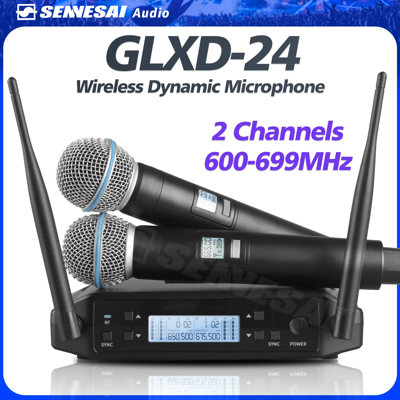 Профессиональный двойной беспроводной микрофон GLXD24 Beta58