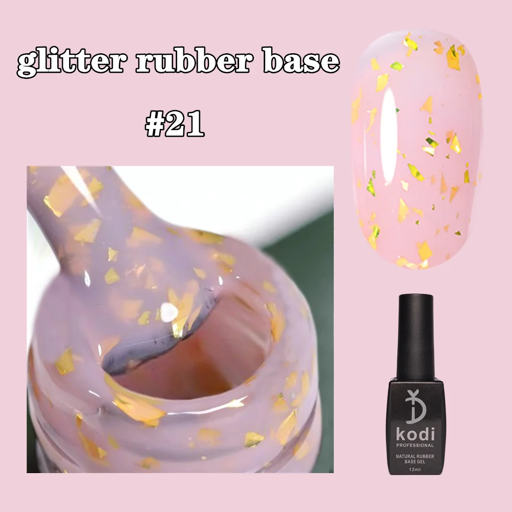 

KODI 12ml Plastic Bottle Gold Nude Glitter Rubber Base Gel Polish Gold Pink White Semi Permanent UV LED Nail Art Gel Varnish