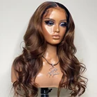 Коричневый 360 HD парик из человеческих волос с волнистыми кружевами спереди, для женщин, бразильский глюэль 13x4, кружевной спереди, Remy Омбре T1B имбирь, предварительно выщипанный