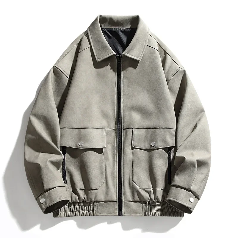 Модная осенне-зимняя новая мужская куртка из искусственной кожи свободная