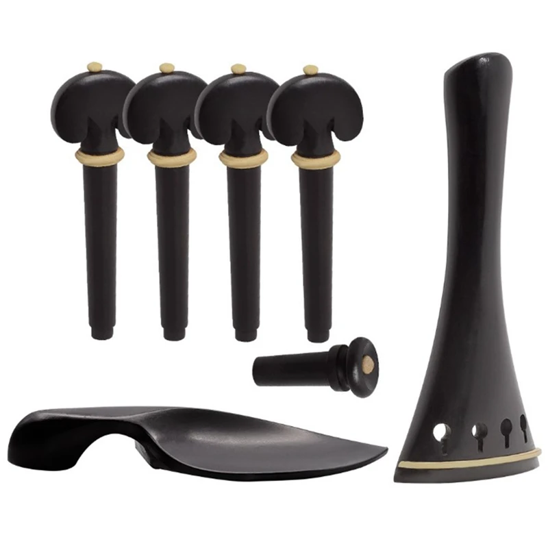 

Ebony Wood Violin Pegs Chin Rest Violin Chinrest End Pin Tuner Tailpiece Set 4/4 Violin Accessories