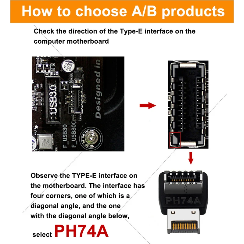 USB-разъем-адаптер USB3.1 Type-E 90-градусный конвертер-адаптер передняя розетка типа C