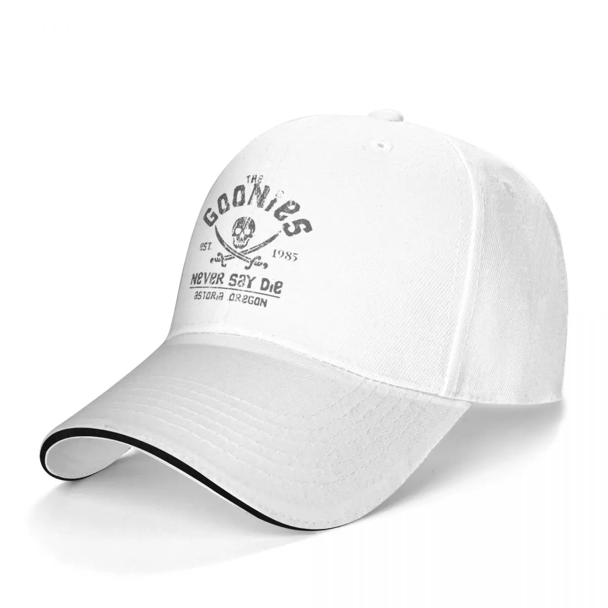 Movie Baseball Cap The Goonies Never Say Die Grey on Black Trendy Trucker Hat Spring Men Tennis Print Baseball Caps