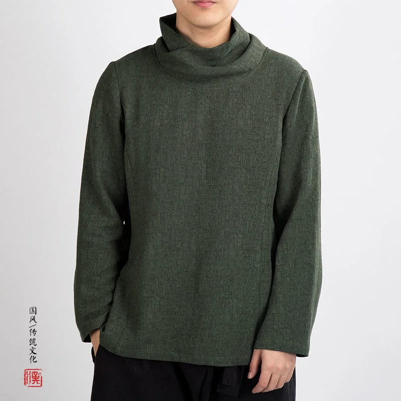 

Весна 2022, модная мужская хлопковая льняная Толстовка MRGB, однотонная водолазка, дизайнерские мужские повседневные футболки, китайский стиль...