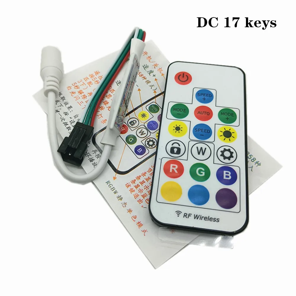 Фото 17-клавишный контроллер DC/USB LED Magic Color для пиксельных лент 5В/12-24В с беспроводным радиочастотным пультом ДУ для адресных RGB-светодиодов WS2811 №5