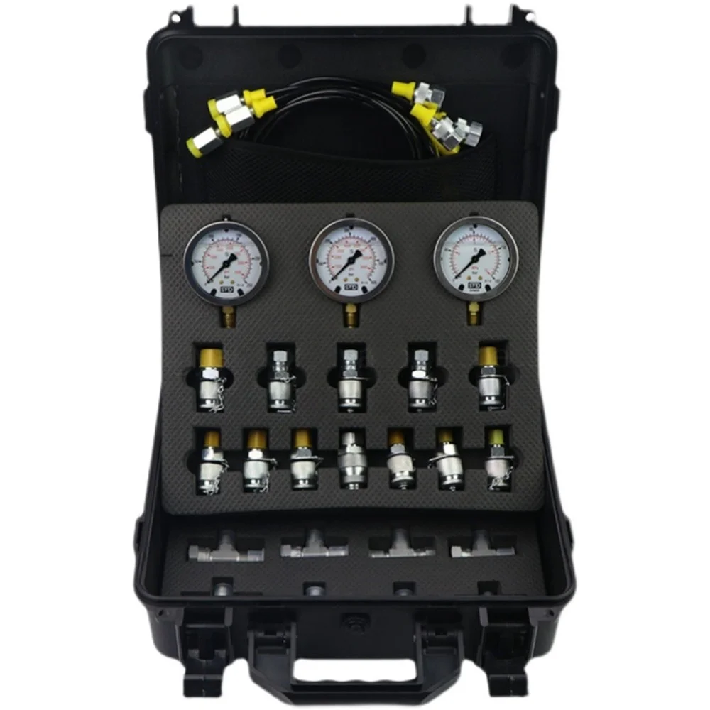 

For Professional Hydraulic Measuring Toolbox Hydraulic Presses Machinery 1 Set Excavator Hydraulic Pressure Gauge Test Kit