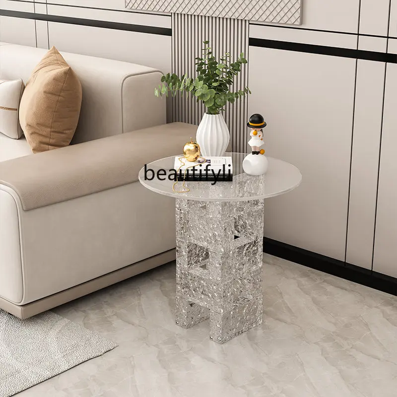 

Боковой столик yj с кристаллами, кремовый, строительный, диван, угловой стол, прикроватный столик для спальни, Маленький журнальный столик