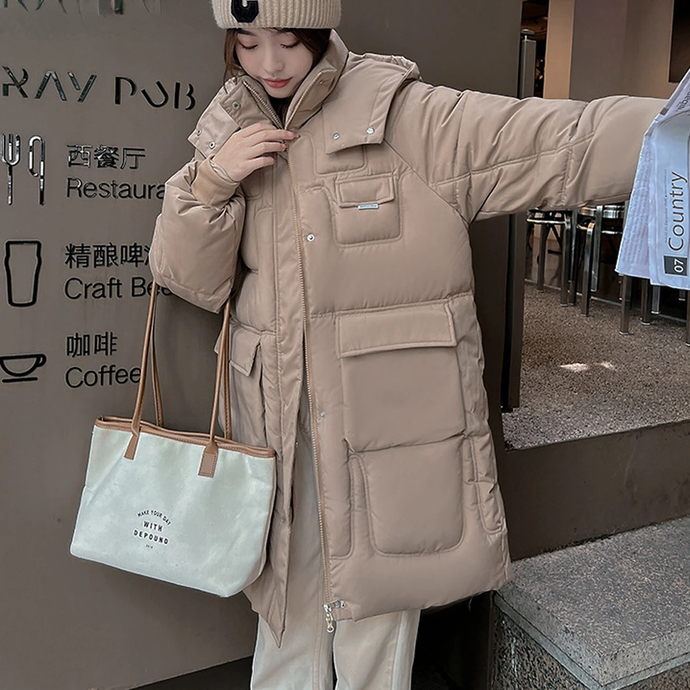 2023 new winter down cotton-padded jacket women's long Korean version of loose and thick bread jacket jacket