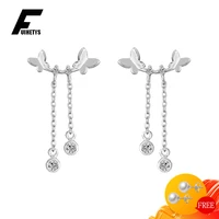 fashion women earrings 925 silver jewelry accessories butterfly shape zircon gemstone drop earrings for wedding engagement gift