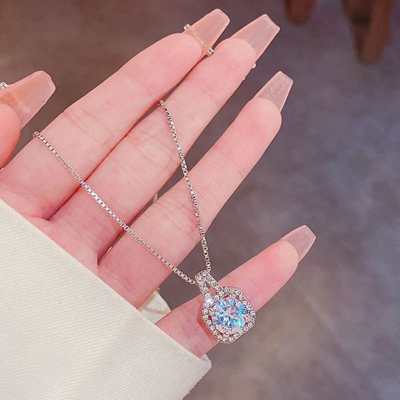 

Новинка 2022 роскошное высококачественное квадратное ожерелье из титановой стали с бриллиантами сверкающая Изысканная Подвеска из фианита ...