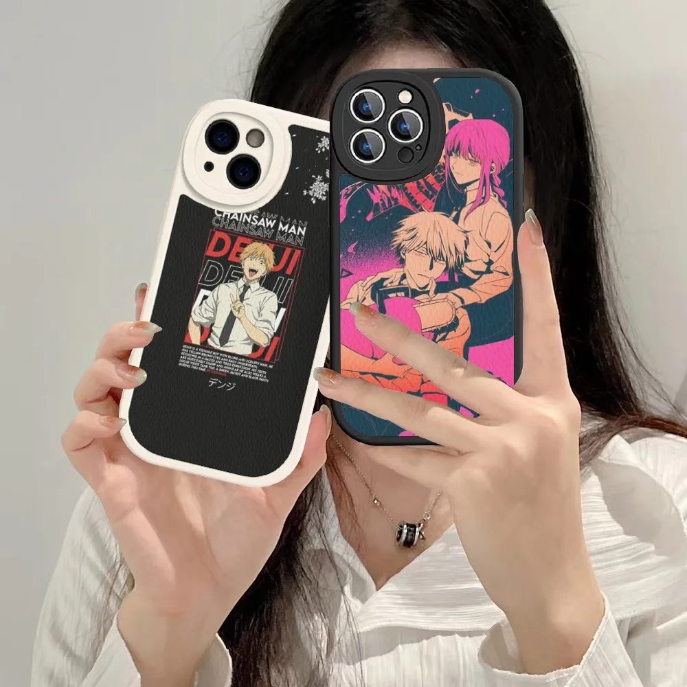 

Chainsaw-Man anime Phone Case Hard Leather For iPhone 14 13 12 Mini 11 14 Pro Max Xs X Xr 7 8 Plus Fundas