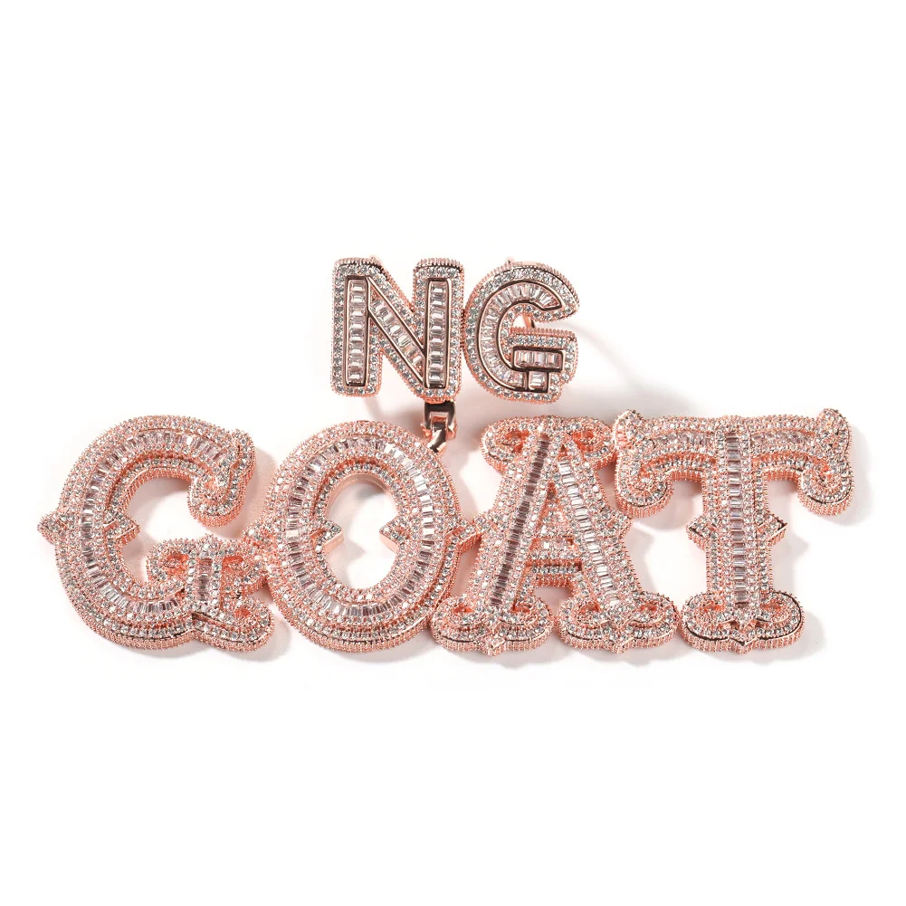 Uwin Custom Double Layer Name Pendant For Women Baguette Cz Letters Necklaces Iced Out Cubic Zirconia Fashion Jewelry Gifts