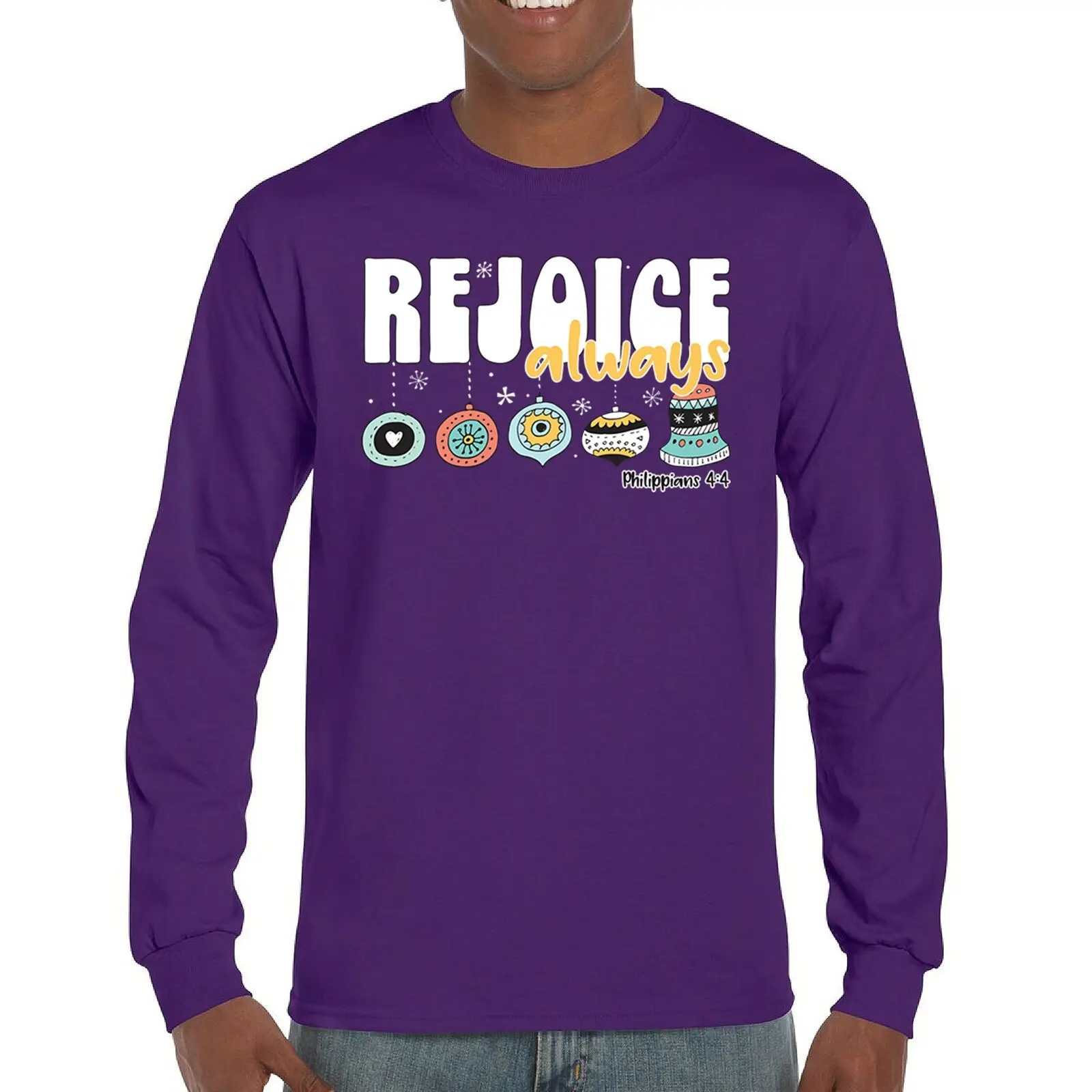 Футболка с длинным рукавом Rejoice Always Philippians 4:4 Wesołych Świąt Christian