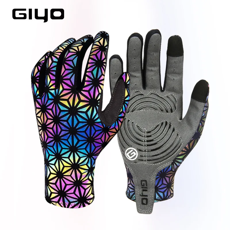 

Giyo Bicycle Gloves MTB Road Mountain Bike Men Women Touch Screen EVA Pads Palm Full Finger Reflective Cycling Mitts