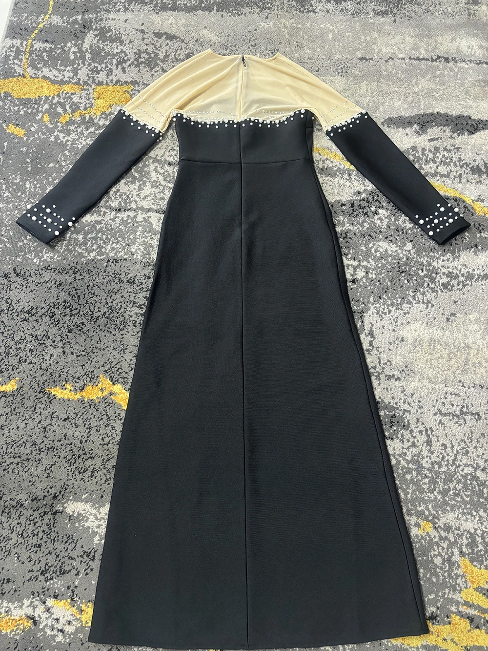 Модное осеннее новое облегающее платье с жемчужинами и кристаллами женское