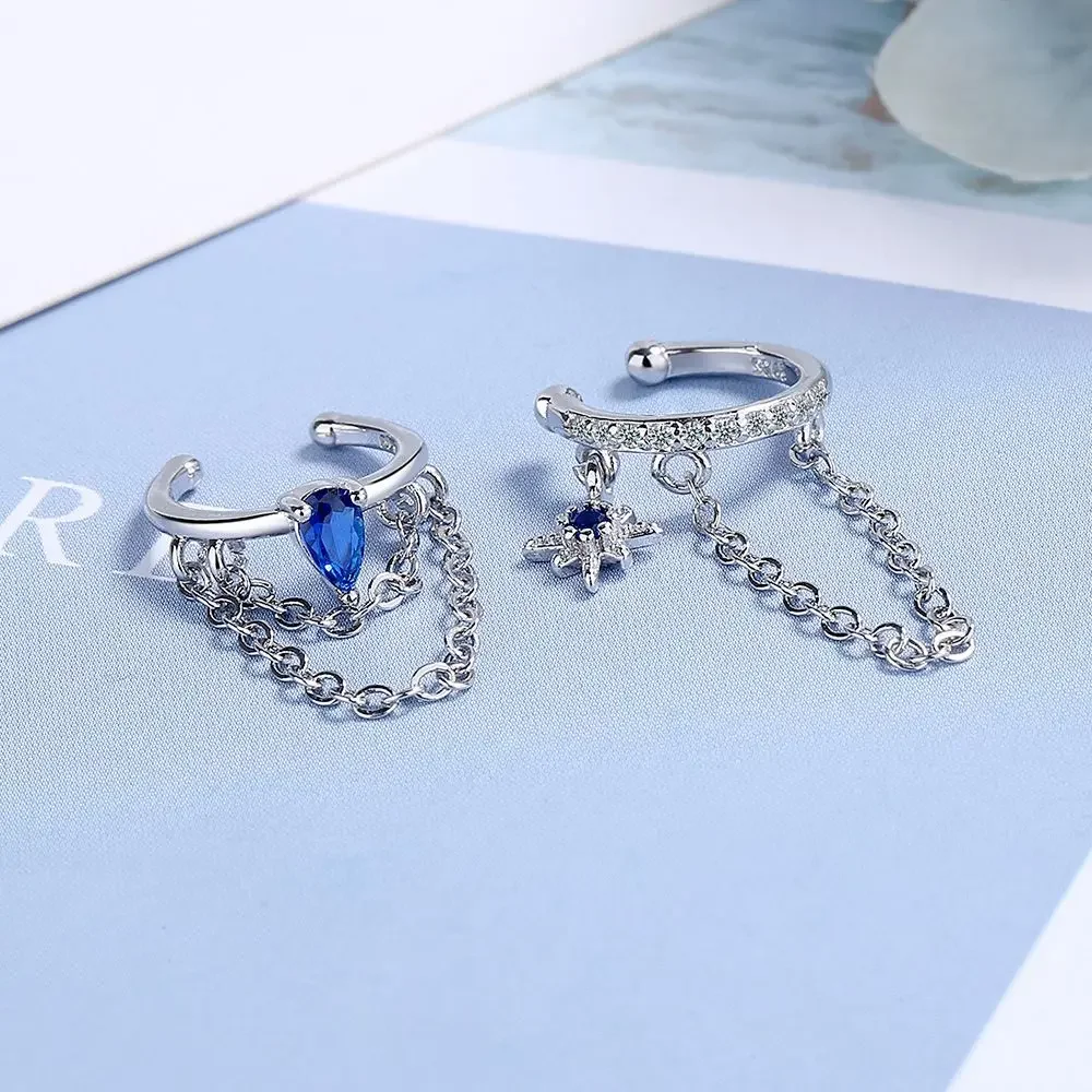 Женские асимметричные серьги-капельки серебряного цвета с подвеской