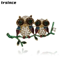 fashion owl rhinestone brooch creative personality bird animal alloy brooches coat accessories