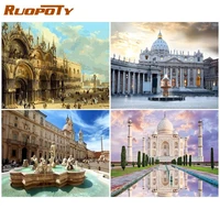 ruopoty diy oil painting build scenery pictures by numbers house landscape kits drawing canvas handpainted home decoration