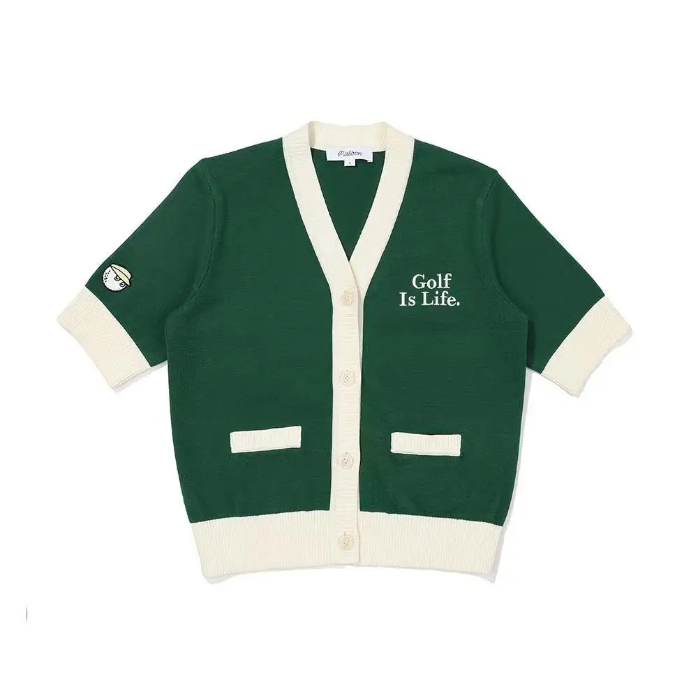 2023 New Korean Brand Golf Women's Summer Knitted Cardigan Comfortable Breathable Outdoor Sports Short Sleeve Lady's Coat