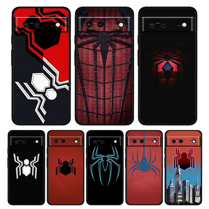 

Marvel Spider-Man Avengers Shockproof Case for Google Pixel 7 6 Pro 6a 5 5a 4 4a XL 5G Soft Black Phone Cover Shell Capa Coque