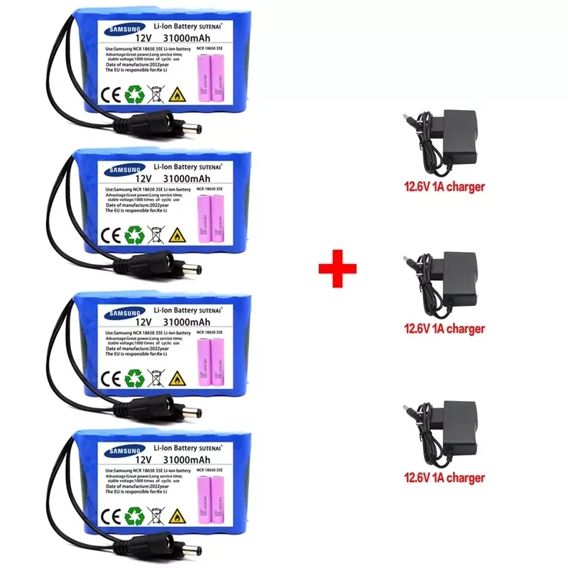 

Новинка, портативная аккумуляторная батарея 12 В, 31000 мАч, аккумулятор, емкость аккумулятора 12,6 В постоянного тока, 30 Ач, камера видеонаблюден...