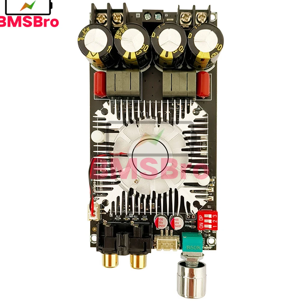 

TDA7498E 160W+160W Audio Power Amplifier Board DC 15-35V with RCA XH2.54-3P Heatsink Fan Anti POP for Speaker Subwoofer