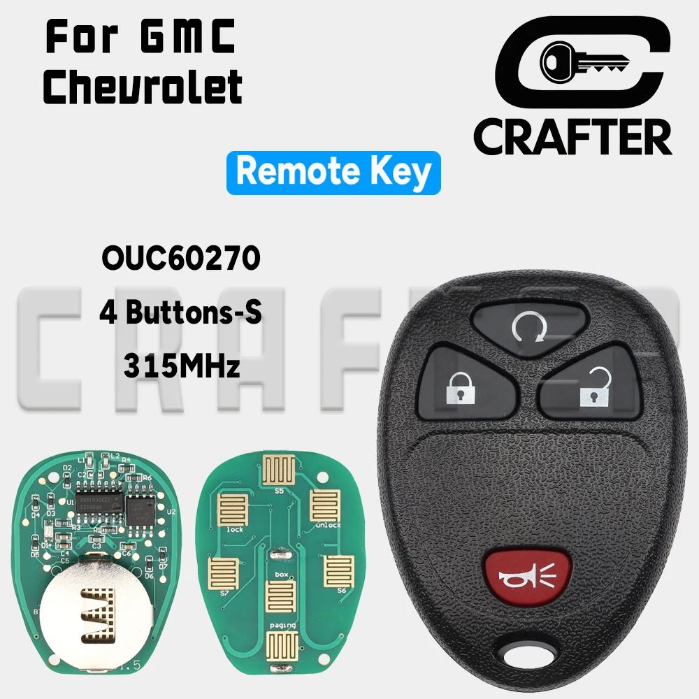 

Ключ Crafters Автомобильный дистанционный ключ OUC60270 315 МГц 3-6 кнопок для Chevrolet Tahoe Traverse для GMC Chevy Silverado Buick Hummer