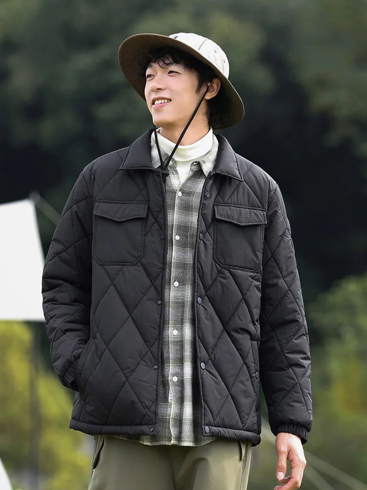 Стеганая куртка с ромбами мужские осенние и зимние повседневные свободные