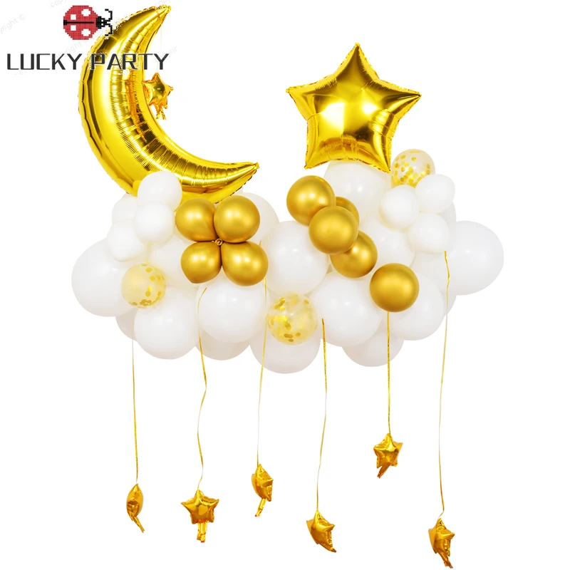 

54pcs/Set Eid Mubarak Balloons Helium Moon Balloon Anniversaire Party Decoration Globo Aid Mubarak Decoration