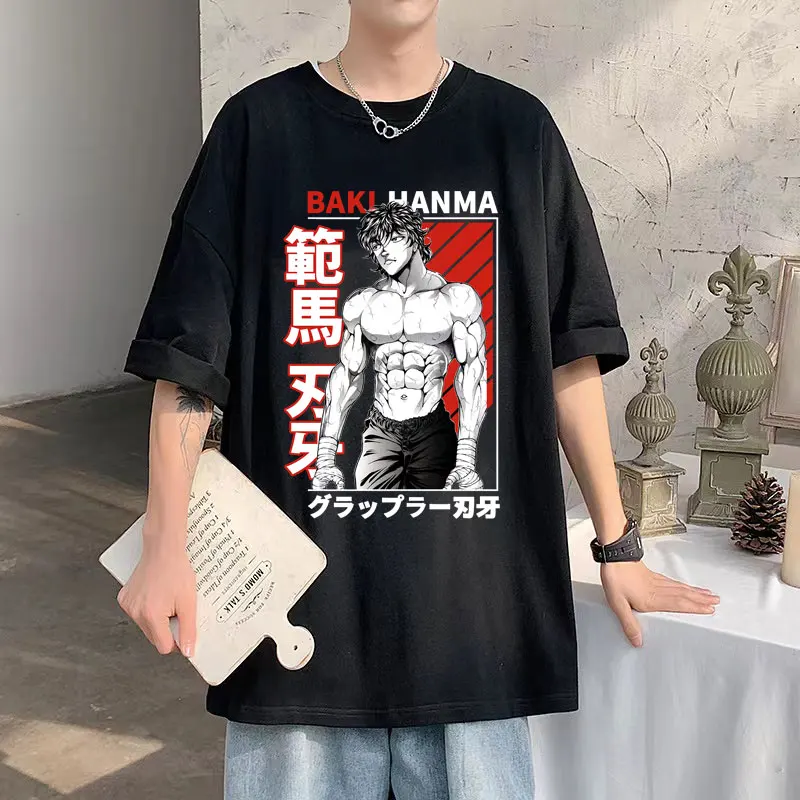 

Classic Retro Yujiro Baki Hanma Anime T Shirt Manga Grappler Fighting Fighter Print Tees Men Women Brand Hip Hop Loose Tshirt