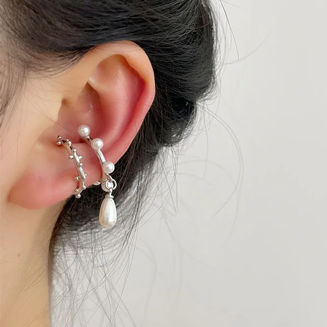 

France Design Vintage Opening C Pearl Ear Clips For Women New Trend No Piercing Earrings Jewlery Girls Gift