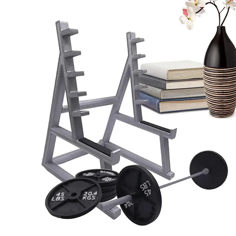 

Pen Display Holder Barbell Rack Display Holder Portable Gym Theme Pen Storage Squat Rack Ornaments With Barbells And Weights For