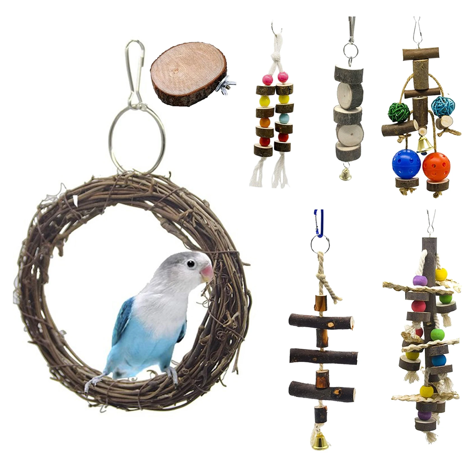 

7 шт., жевательные игрушки для попугаев, 7 шт.