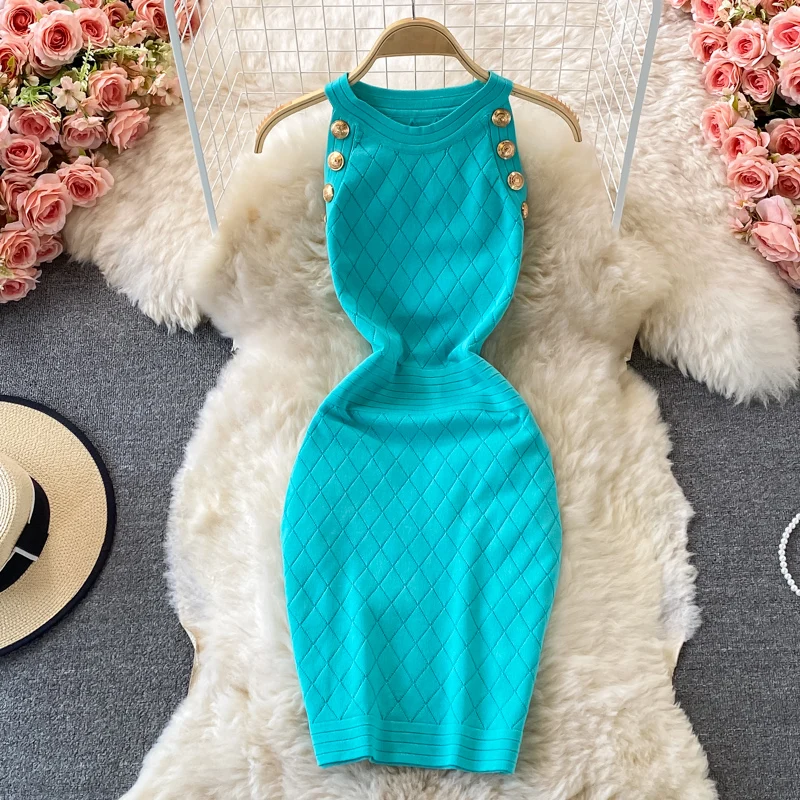 

Knit Cut Out Dress Jurk Dames Beach Dresses for Women 2022 Female Crochet Dresses Sleeveless Korean Vestidos Dropshipping
