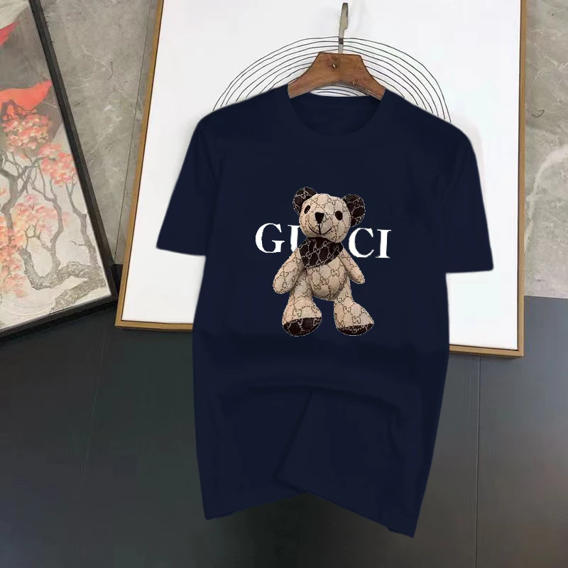 

2023 Men's T-shirt Luxury Letters Bear Print Shirt Summer Casual Male Top Y2k Loose Fit T-shirt High Quality Short Sleeve Tees