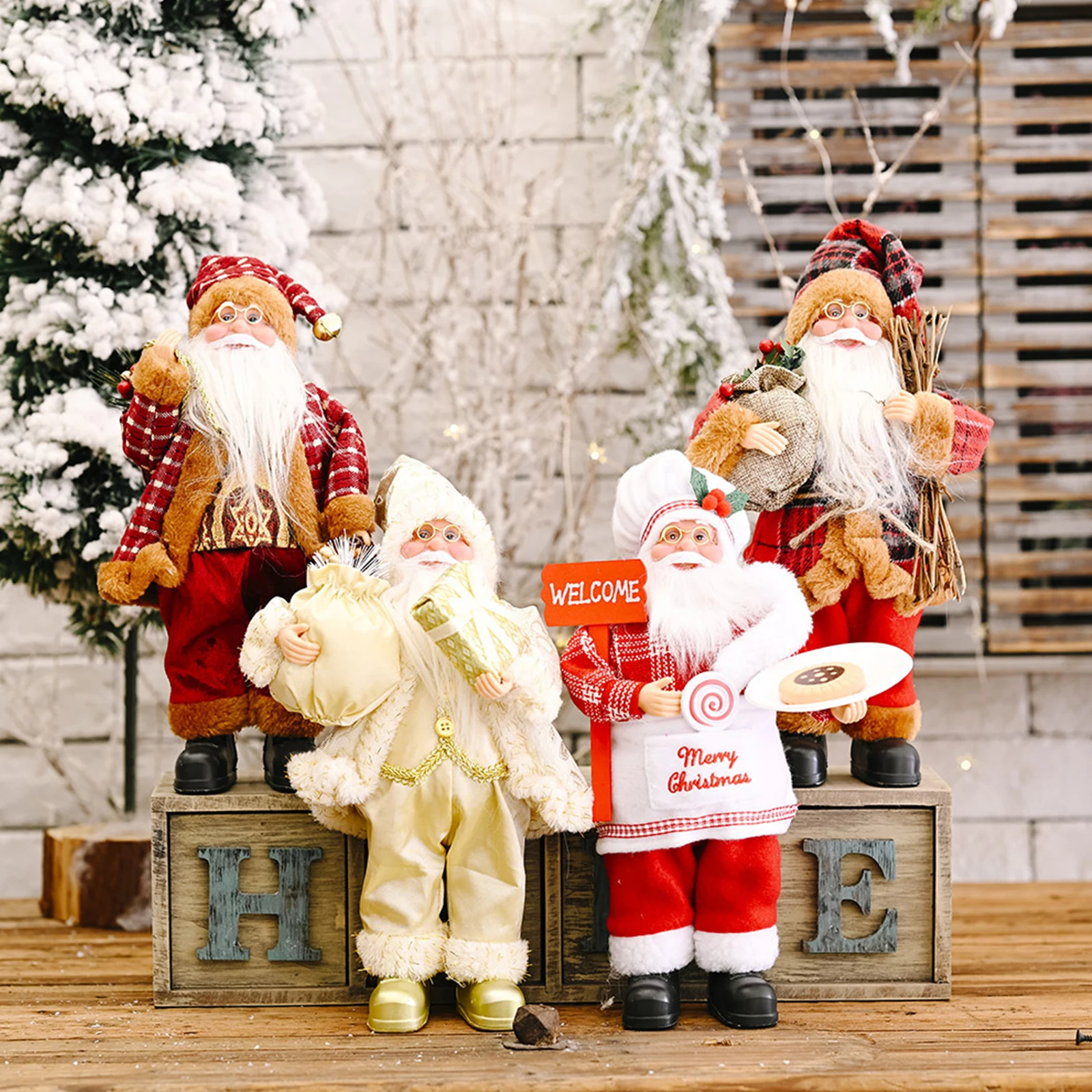 

Рождественское украшение 2023, 12 дюймов, кукла Санта-Клаус, рождественские подарки, домашний декор, обеденный стол, праздничные украшения