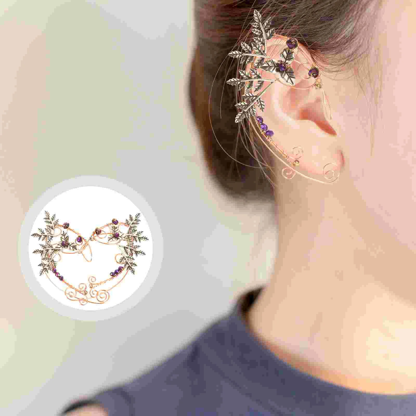 

Sleeve Elf Ear Clip Girl Womens Earrings Cuff Rose Gold Alloy Cuffs Non