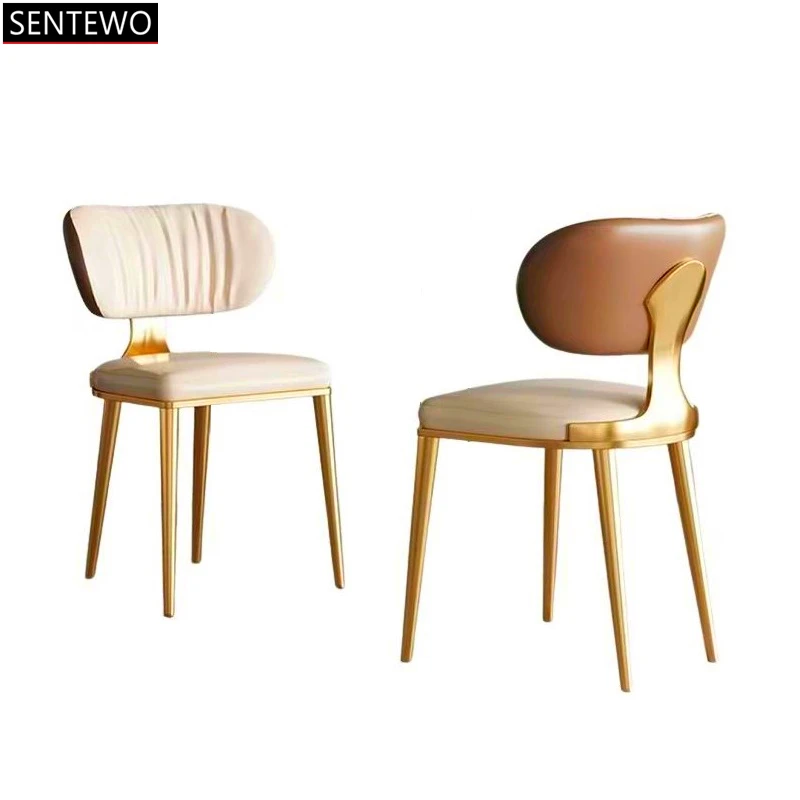 

Italian Style Light Luxury Chair Golden Metal Color Modern Leather Dining Room Chairs Comedor 4 Sillas Silla Comedor Comedor
