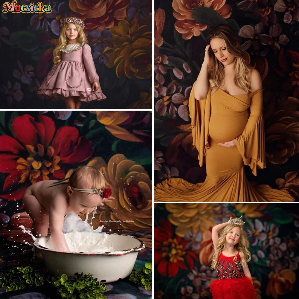

Hand Drawn Floral Photography Backdrops for Artistic Perfect for Pregnant Women and Newborn Photoshoots, Adult Girl Photo Props