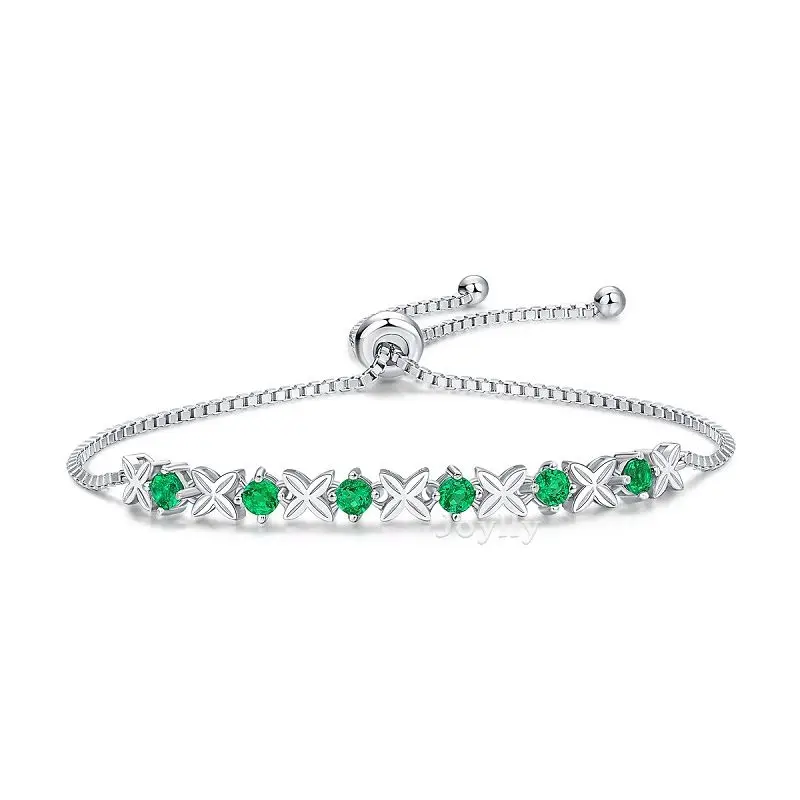 

Emerald 925 Silver Bracelet Women Wedding Luxury Jewelry Cultivated Emerald Wrist Link Chains Girls Favor Birthday Jewels Gifts