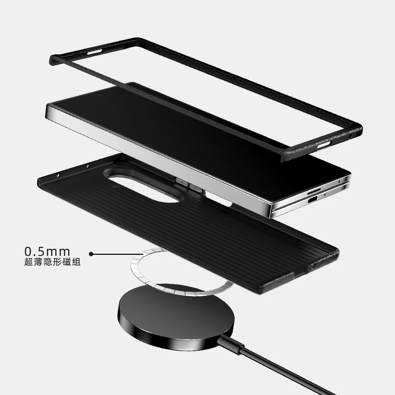 Фото Чехол для Samsung Galaxy Z Fold 7, улучшенный невидимый магнитный жесткий кожаный чехол для Samsung Z Fold7, противоударный бампер, принципиально №3