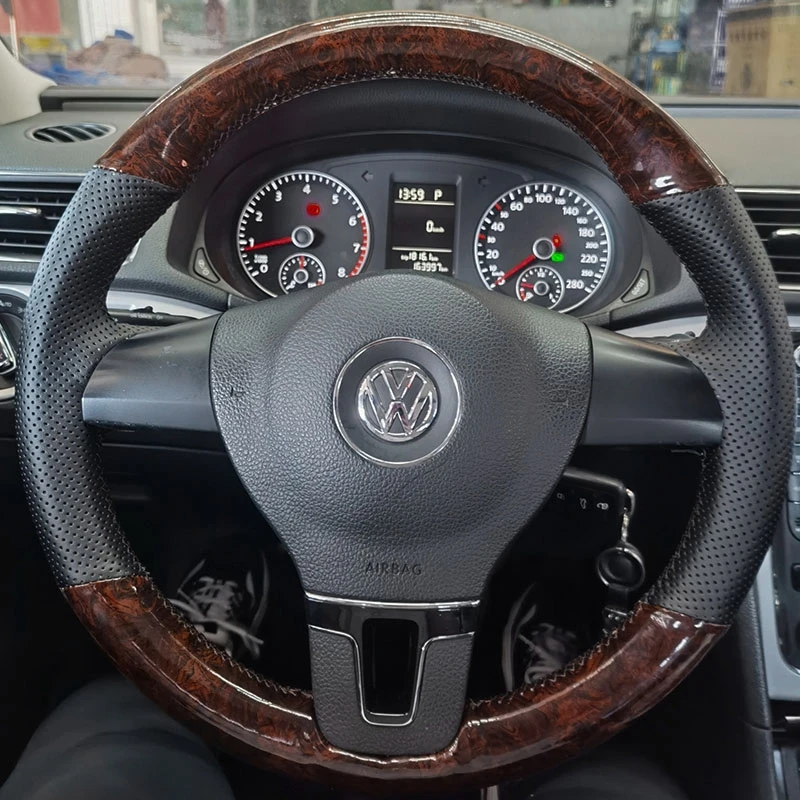 

Чехол рулевого колеса автомобиля Нескользящая кожа ореха для Volkswagen VW Tiguan Lavida Passat B7 Jetta Mk6, автомобильные аксессуары