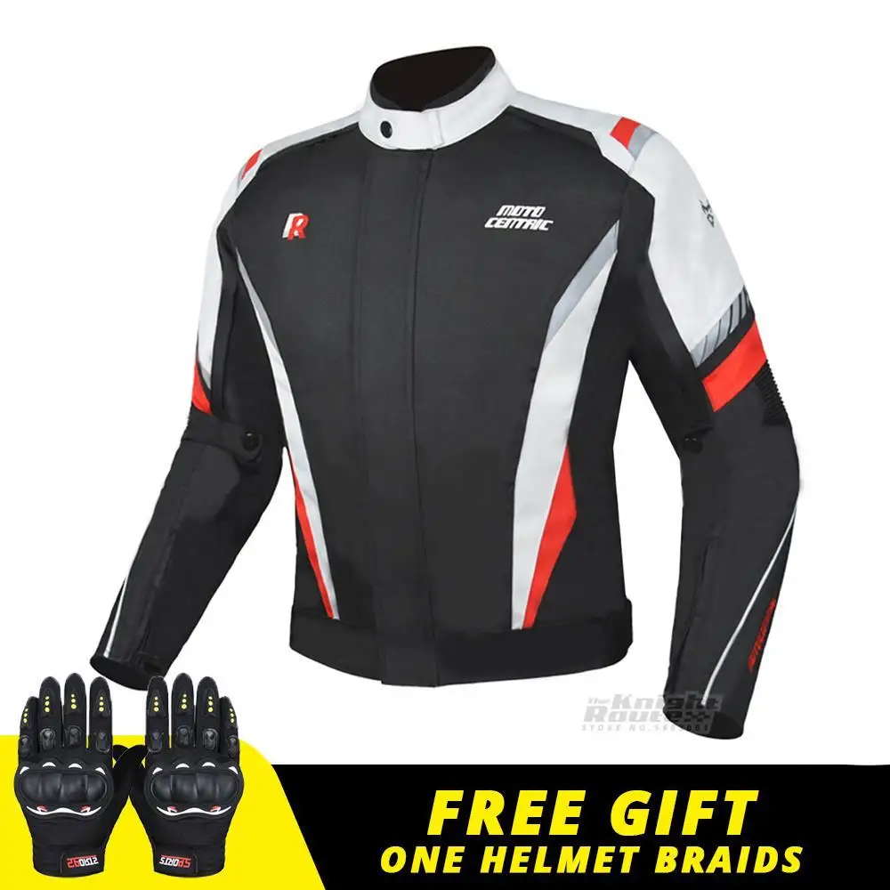 Мужская мотоциклетная куртка черно-белая Защитная для езды на мотоцикле летняя