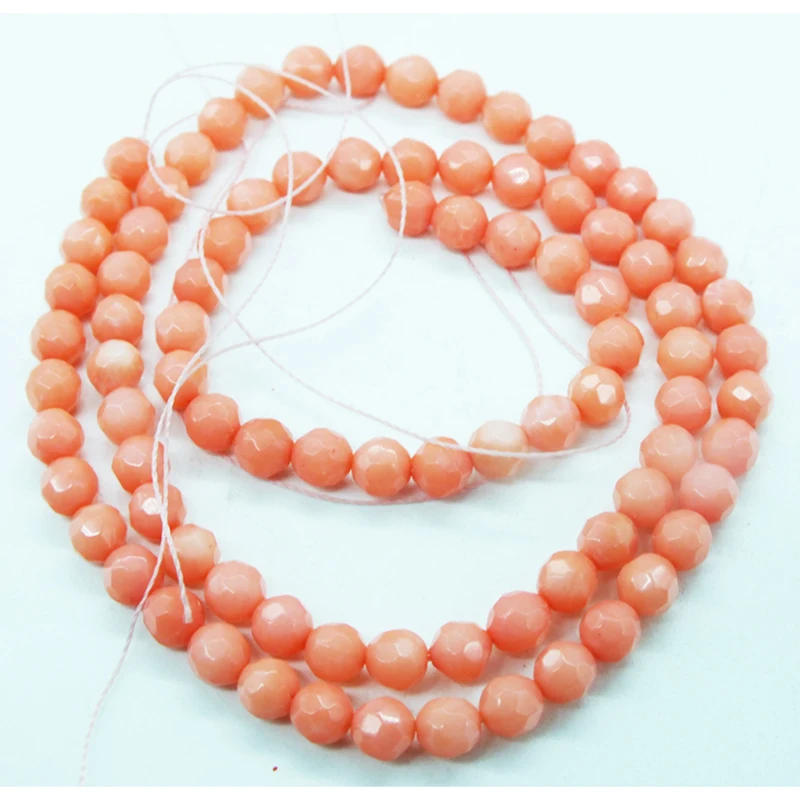 

wholesale 2PCS 4MM AAA high quality pink facet Round shape Coral Loose Beads 15 inch