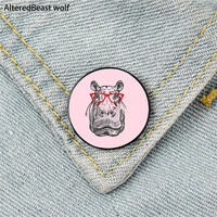hippo cartoon pattern printed pin custom funny brooches shirt lapel bag cute badge cartoon enamel pins for lover girl friends